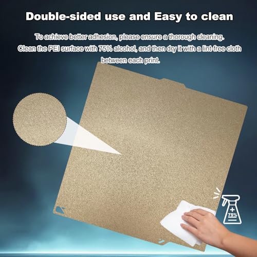 260x271mm Gold Build Plate Double Sided Sheet Textured PEI Build Plate Flexible Removable Spring Steel Heated Printing Bed Platform for Elegoo Centauri Carbon/Centauri 3D Printer - size: 260x271mm