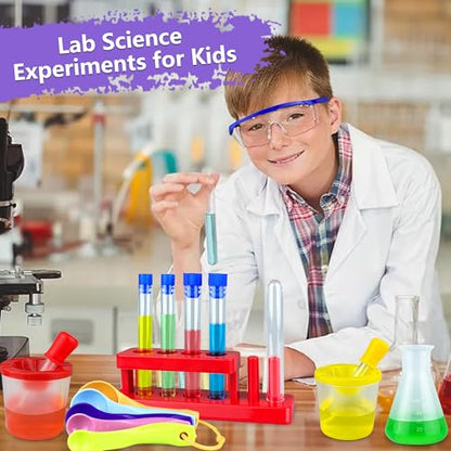 24PCS Educational Lab Science Experiments Early Learning Kit for Boys and Girls with Many Tools Droppers Plastic Test Tubes with Caps Lab Science Supplies Test