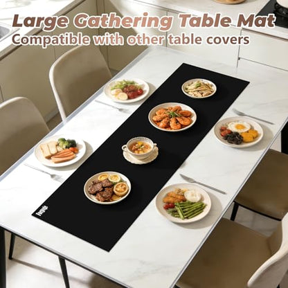 Heat-Resistant Silicone Table Protector Cover 49.2x19.7x0.06 Inch Thick - color: Black, size: 49.2" x 19.7"