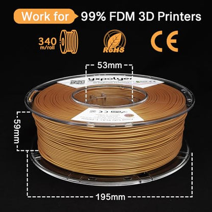 YXPOLYER Food Grade Matte Gold PLA Plus Filament 1.75mm 1kg - color: Gold