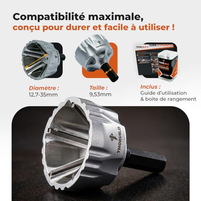 THORVALD Big Deburring External Chamfer Tool with Tungsten Carbide Blade - Deburr Tool for All Thread, All Metal Rod, Pipe, PVC - 1/2" to 1-3/8" Diameter (12~35mm) - User Guide + Tutorial Video - style: 1X Big Deburring Tool