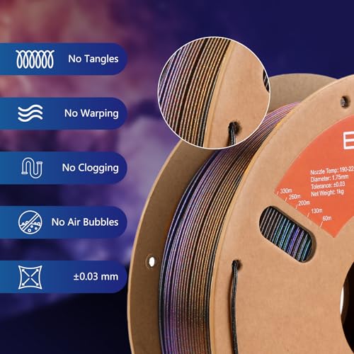 ERYONE Burnt Titanium Rainbow PLA Filament 3D Printer 1.75mm +/-0.03mm, 1kg(2.2LBS)/Spool, Nebula (Dark Gold & Green & Blue Purple) - color: Burnt Titanium Nebula, size: 1KG