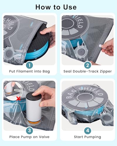 3D Filament Vacuum Bags 30-Pack, Thickened PA+PE, USB Pump Kit