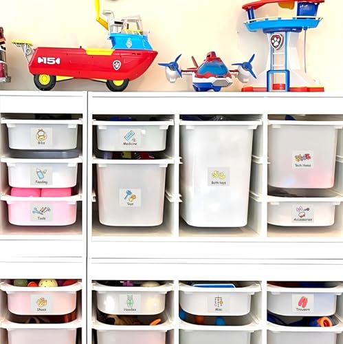Dresser Picture Labels for Kids Drawers Baby Clothes Organizer Stickers - color: Clothing Label