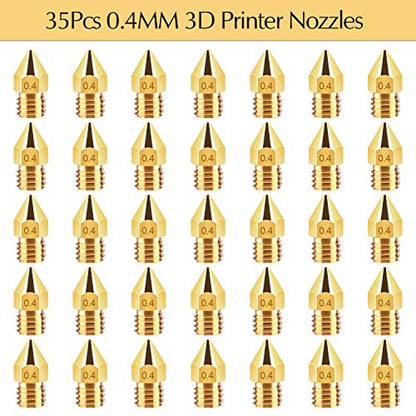 TUPARKA 40Pcs 0.4mm Ender 3 Nozzle Kit 3D Printer Nozzles MK8 Brass Extruder Nozzles for Makerbot Creality CR-10 with Storage Box
