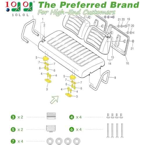 10L0L Golf Cart Seat Hinge Set for Yamaha G&E G8, G14, G16, G19, G20, G22 - style: For Yamaha G22