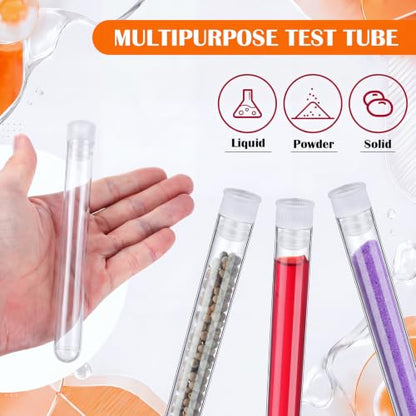 Hoteam 100 Pack Plastic Test Tubes with Caps, 25ml/6" Clear Tubes Vials - color: Clear Lid