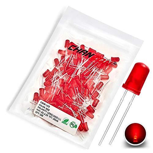 CHANZON 100 pcs 5mm Red Diffused LED Diode Lights(DC 2V 20mA) - color: G) Red-red (100pcs)