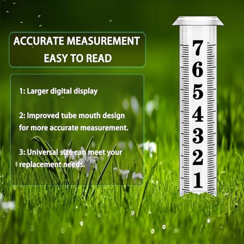 Rain Gauge Replacement Tube, Accurate Rain Gauges Outdoors Best Rated, 7" Capacity Rain Gauge Tube Replacement for Yard & Garden, Water Gauge for Rain, 2 Plastic Rainfall Meter Tube with 1 Clean Brush - color: 2PCS Plastic Rain Gauge Tube B