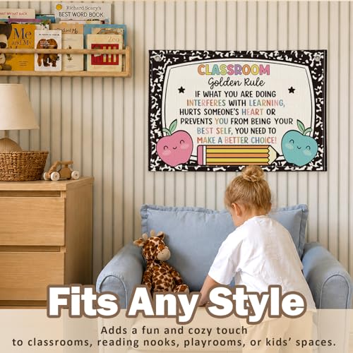 Classroom Rules Poster Decor, Classroom Golden Rule Hanging Banner - color: 01-Classroom Rules(Beige)
