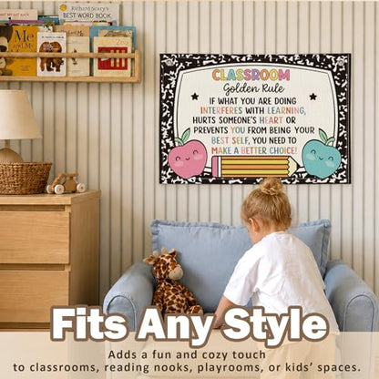 Classroom Rules Poster Decor, Classroom Golden Rule Hanging Banner - color: 01-Classroom Rules(Beige)