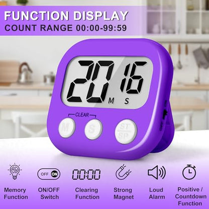 ZILLEEN Classroom Timer for Kids Teachers 2 Pack Digital Timers Pur Pk - color: Purple & Pink