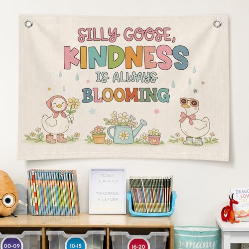 Silly Goose Classroom Nursery Decor Wall Hanging Banner - color: 02-Silly Goose Classroom(Beige)