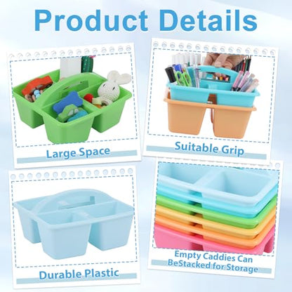 6 Pack 4 Compartment Classroom Caddy with Handle, Pastel - color: Pastel
