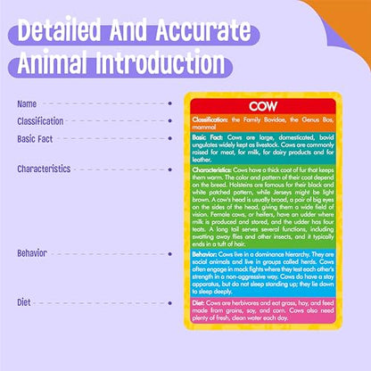 12 PCS Farm Animal Figurines with 12 Introducing Flashcards, Realistic Farm Animals Playset Montessori Toys Science Educational Matching Game for Homeschool Preschool Toddler Kids - style: Farm animal set (including cards)