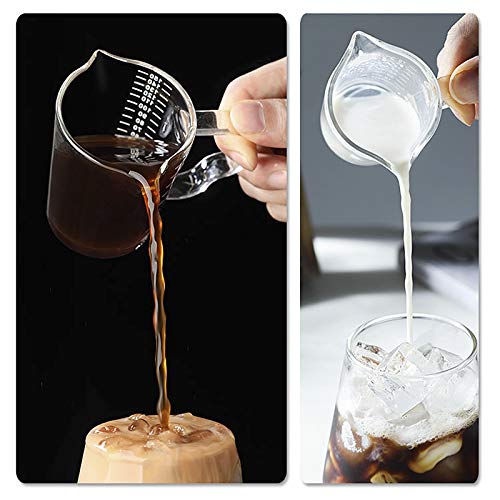 150ml Glass Measuring Cup Double Spouts Espresso Cup Shot Glass Heat-Resistant Handle Transparent Scale Ounce Measure Jugs Mixing Mug for Bar Party Wine Milk Coffee Liquid Heavy Glass Measuring Cup - color: 150ml