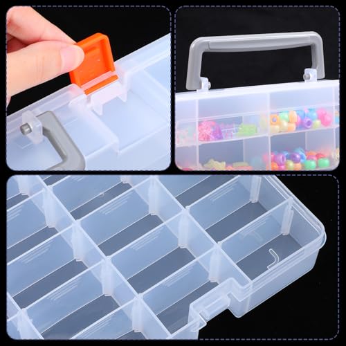 2 Pcs Large 48 Grids Clear PP Plastic Organizer Box with Adjustable Dividers, Multi-Compartment Storage for Jewelry, Beads, Tackle, Arts, Crafts, and Small Parts