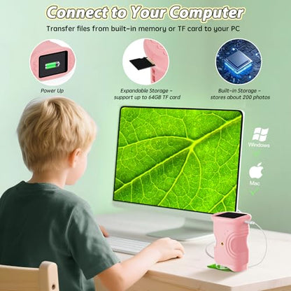 Alotwan Kids Microscope Digital 1000X Zoom, Mini Pocket Handheld Microscope Portable Travel Toys, HD Camera Video Magnifying Glass, Christmas Birthday Gifts for Girls, STEM Toys for Toddlers Age 3-8 - color: Pink