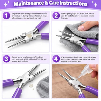 Round Nose Pliers, Wire Jewelry Making Tools - color: Purple-round Nose Pliers