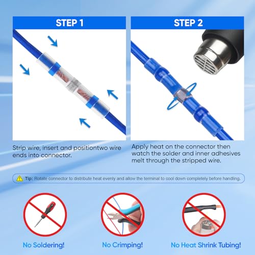 TICONN 600 Pcs Solder Seal Wire Connectors, Heat Shrink Butt Splice - size: Mixed 600 Pieces