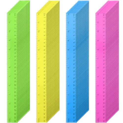 Eboot 50 Pack 12 in Clear Plastic Rulers Bulk for Classroom, School, Colorful - color: Blue,Pink,Green,Yellow