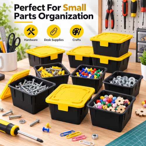 Mini Storage Bins, Black and Yellow, 6 Pack - color: Yellow
