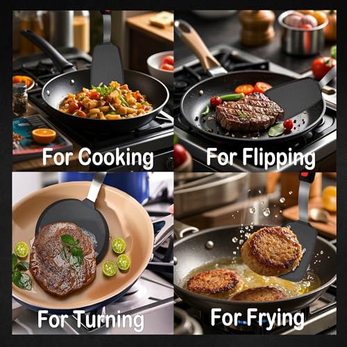 2 Piece Silicone Pancake Spatula Turner for Egg,Pancake,Burger - size: Mixed 2 Pack