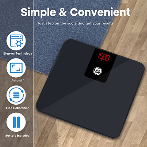 GE Bathroom Scale for Body Weight, Digital Smart Accurate 400 lb Weighing - color: Black, size: 11" x 11"