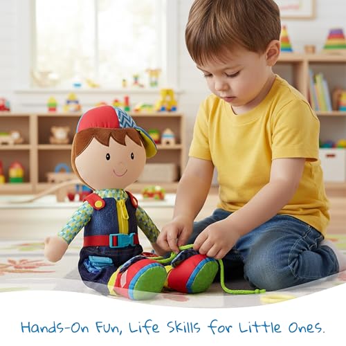 June Garden 15" Lucas Montessori Learn-to-Dress Plush Doll - color: Lucas