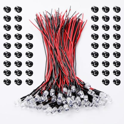 5mm RGB Fast Flash Pre-Wired LED, 50PCS 3-12V with Resistor & Mounting Rings - color: Fast flash /50 Pcs