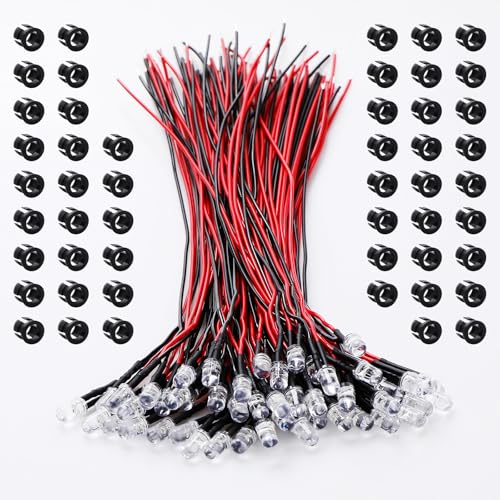 5mm RGB Fast Flash Pre-Wired LED, 50PCS 3-12V with Resistor & Mounting Rings - color: Fast flash /50 Pcs