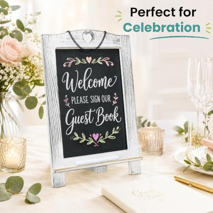 LotFancy 15"x10" Magnetic Chalk Board Sign with Stand - Rustic Whitewash - color: Whitewash, size: 10"W x 15"H