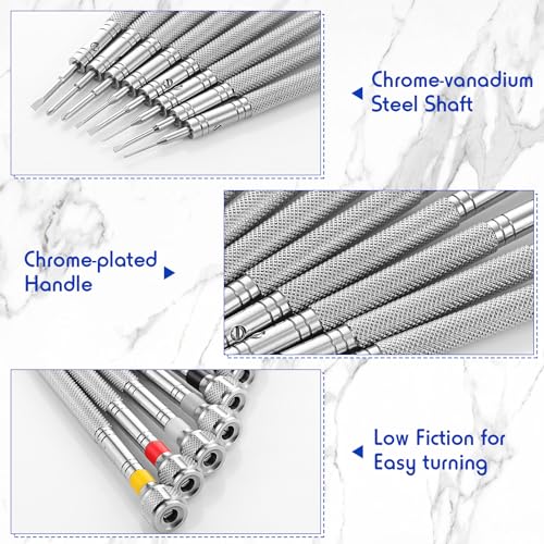 Chumia 8 Pieces Precision Jewelers Screwdriver Set, Micro Watch Repair - size: 0.6-1.6 mm, style: Flathead, Phillips