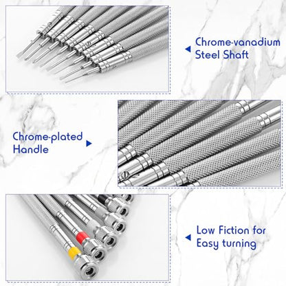 Chumia 8 Pieces Precision Jewelers Screwdriver Set, Micro Watch Repair - size: 0.6-1.6 mm, style: Flathead, Phillips