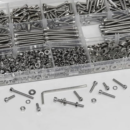 880Pcs M3 Screws Assortment, Hex Socket Head Cap Screw Bolts Nuts Washer Kit, Stainless Steel,8-Sizes M3x8/10/12/16/20/25/30/35mm Screws for 3D Printer DIY - size: M3 x 8/10/12/16/20/25/30/35-880Pcs