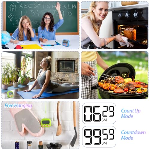 Weewooday 24 Pcs Digital Kitchen Timer Magnetic LCD Alarm, Blue, Green - color: Blue, Green