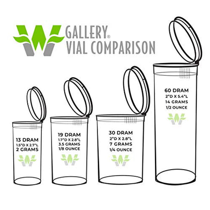 W Gallery 50 Clear Vials - 19 Dram Pop Top Bottles, Child Resistant - color: Clear
