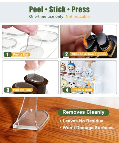 Removable Clear Mounting Putty with Pull Tab, No Residue Adhesive Putty for Museum Display Action Figures, Gel Stick Tack Adhesive Dots to Keep Things in Place, 160 Pcs 0.31" x 0.51" - size: 0.31" x 0.51" / 8x13mm / 160Pcs