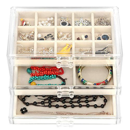 FEISCON Acrylic Jewelry Organizer Makeup Cosmetic Storage Organizer box - size: 3 layer