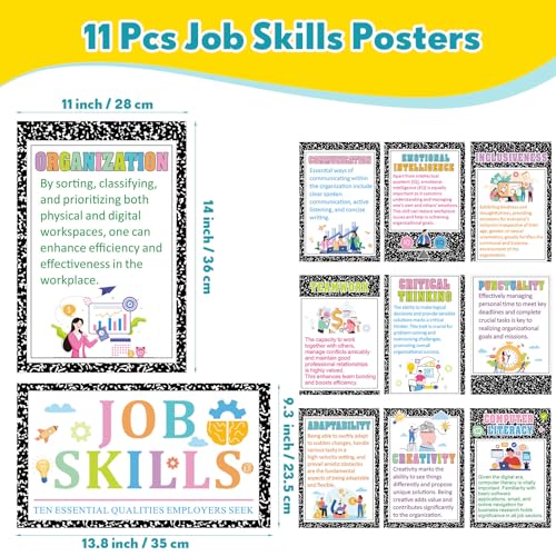 Outus 11 Pcs Job Skills Classroom Posters, High School College Decor - style: Composition