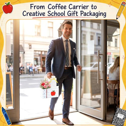 24 Set Back to School Teacher Gifts Stationery 2 Cup Drink Carriers