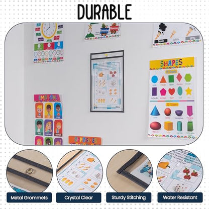 Essex Wares - 6 Pack, Gray Dry Erase Pockets, 10" Wide x 13.5" Tall - color: Gray