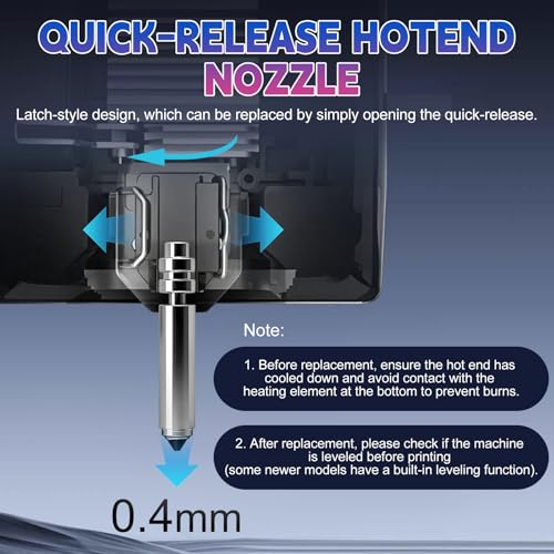4PCS 0.4MM Kobra X Nozzles Kit for Anycubic Kobra X/Kobra 4, Hardened Steel Nozzle Quick-Swap Integrated Hotend, High Temp High Speed Printing 600mm/s, with Silcone Cover Nozzle Brush Cleaning Needles - color: 47PCS