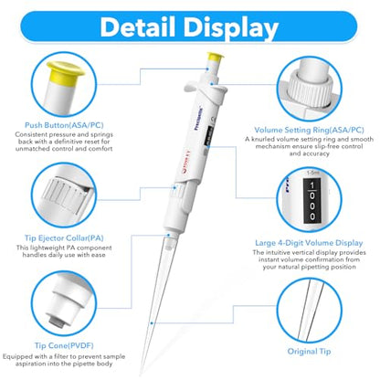 FOUR E'S SCIENTIFIC 1-5mL Pipette Pro, Single-Channel Pipettor - size: 08 (1-5mL)