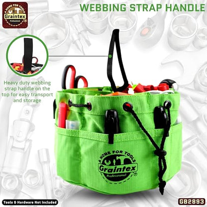 Graintex 18 Pockets Grab Bag Rip-stop Canvas Drawstring Closure, Small Part Organizer Pouch, Small Tools, Screws, Parts, Parachute Tool Bag for Efficient Storage - Lime Green - color: Lime Green