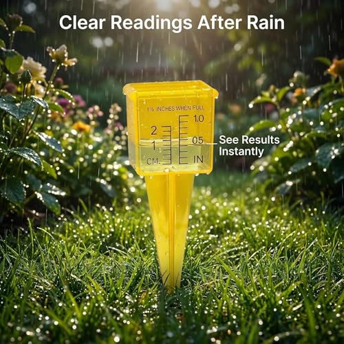 10Pack 1.5" Plastic Rain Gauge, Bright Yellow Rain Catcher