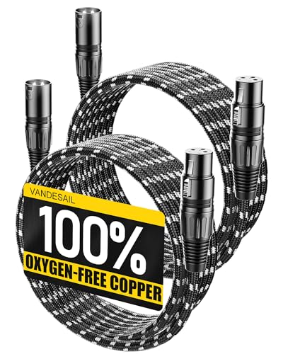 Microphone Cable XLR Cables 15 Feet 2 Pack,OFC Balanced Shielded - color: Black-White, size: 15 Feet
