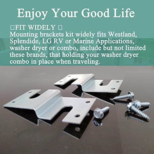 MK01 Splendide RV Washer Dryer or Combo Mounting Brackets Kit for Westland LG Clothes Washing Machine，Prevent Applications Shifting, Included 2 Brackets 4 Screws and Instruction