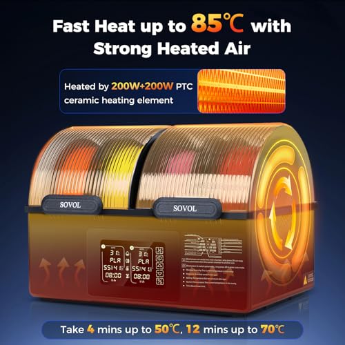 Sovol Filament Dryer 4 Spools, SH03 Dry Box w/ 85℃ Max Temp, 1.75/2.85mm - color: Metal Gray, size: 4 KG