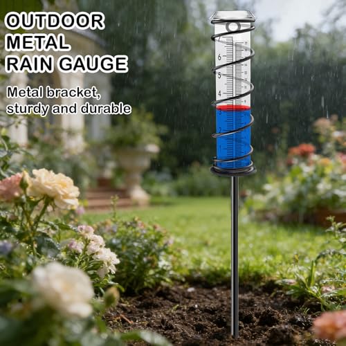 JMBay Upgrade Rain Gauge, Detachable Spiral Rain Gauge Outdoor, Rain Measure Gauge for Yard, Large Number Rain Water Meter, Thickened Plastic Rain Gauge with Stake and Metal Frame for Patio,Lawn - color: 3-section Spiral Rain Gauge